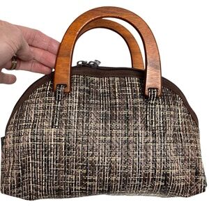bag WALKER handbag wooden handles mini waterproof woven nylon unlined minimalist